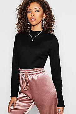 Boohoo Rib Knit Turtle Neck Top