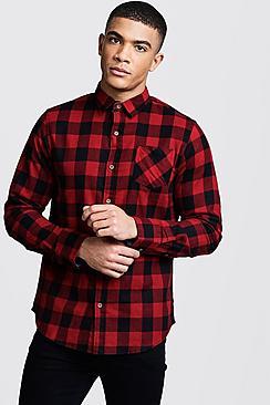 Boohoo Red Check Regular Fit Shirt