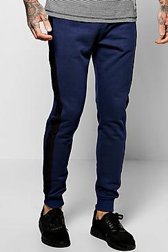 Boohoo Skinny Fit Jogger With Velour Stripe