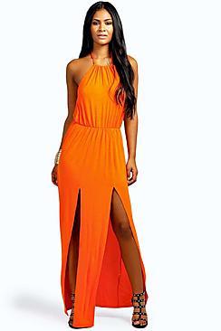 Boohoo Serena Bagged Over Double Split Maxi Dress