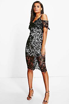 Boohoo Boutique Jamie Corded Lace Midi Dress
