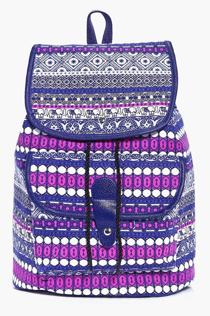 Boohoo Lizzie Elephant Paisley Print Backpack Multi