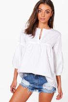 Boohoo Tall Daisy Embellished Woven Shirt White