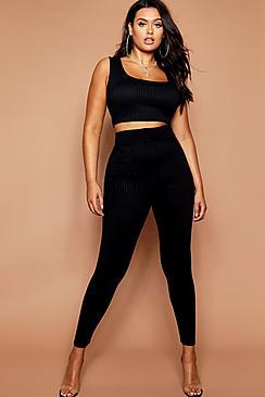 Boohoo Plus Jumbo Rib Leggings