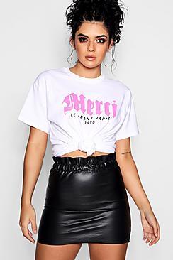 Boohoo Shanie Merci Graphic Slogan Tee