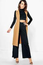 Boohoo Cheska 3pc Roll Neck Trouser Duster Co-ord