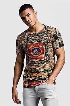 Boohoo Regal Baroque Design T-shirt