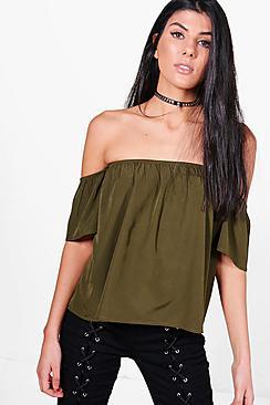 Boohoo Lizzie Woven Off The Shoulder Top