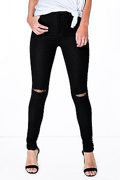 Boohoo Lara High Waist Stretch Basic Tube Jeans