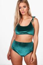 Boohoo Plus Rebecca Velvet Bikini Green