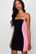 Boohoo Neon Contrast Panelling Bodycon Dress