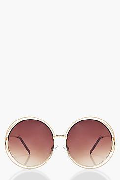 Boohoo Anya Metallic Round Sunglasses