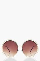 Boohoo Anya Metallic Round Sunglasses