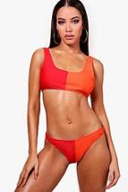 Boohoo Hungary Colour Block Super Cropped High Leg Bikini