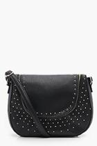 Boohoo Lissandra Pin Stud Double Zip Cross Body Bag