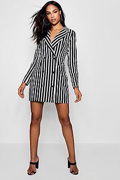 Boohoo Sophia Striped Blazer Dress