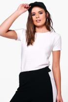Boohoo Kylie Textured Short Sleeve T-shirt White