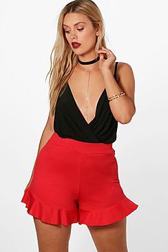 Boohoo Plus Naomi Ruffle Hem Short