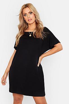 Boohoo Plus Oversized Roll Sleeve T-shirt Dress