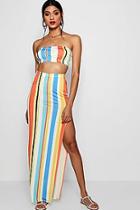 Boohoo Mae Stripe Slinky Maxi Bandeau Co-ord Set