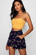 Boohoo Jaya Floral Tie Waist Shorts