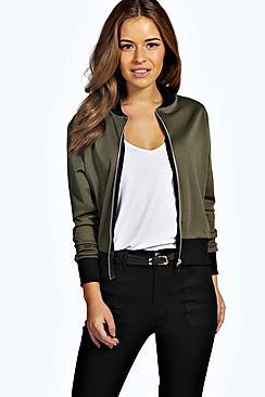 Boohoo Petite Scuba Zip Detail Bomber Jacket