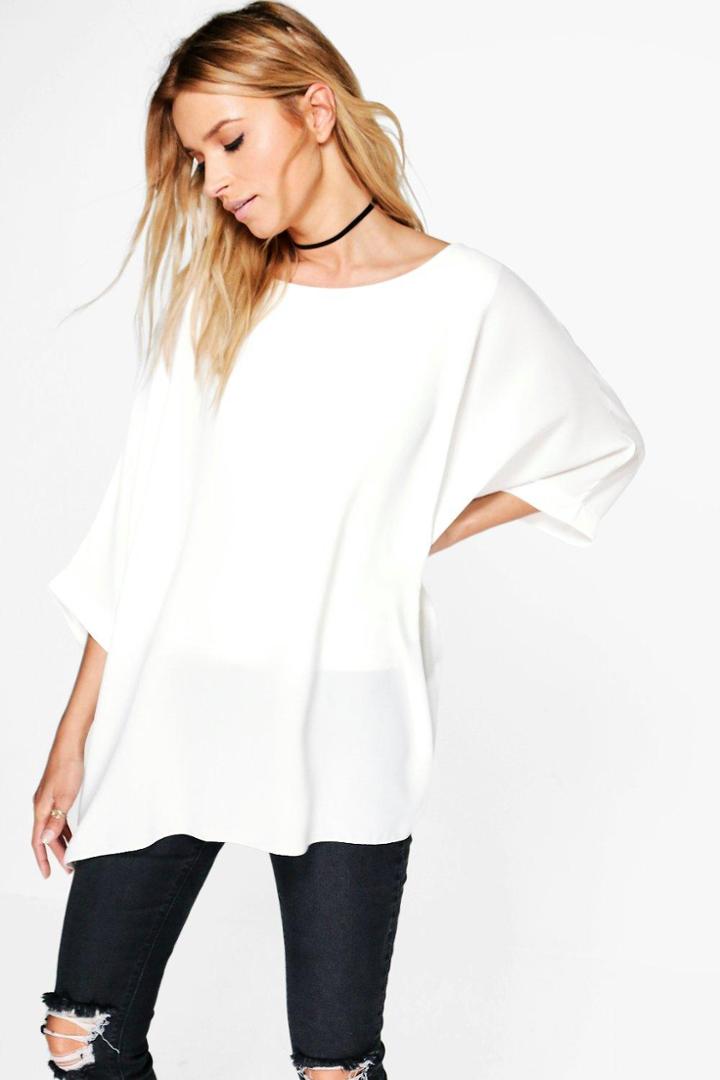 Boohoo Eleanor Batwing Top Cream