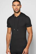 Boohoo Muscle Fit Hooded T Shirt Black