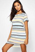 Boohoo Mixed Stripe T-shirt Dress