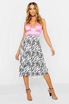 Boohoo Zebra Pleated Midi Skirt