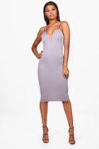 Boohoo Fiona Double Strap Structured Midi Dress Grey