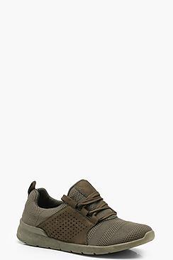Boohoo Amber Lace Up Knit Sports Trainer