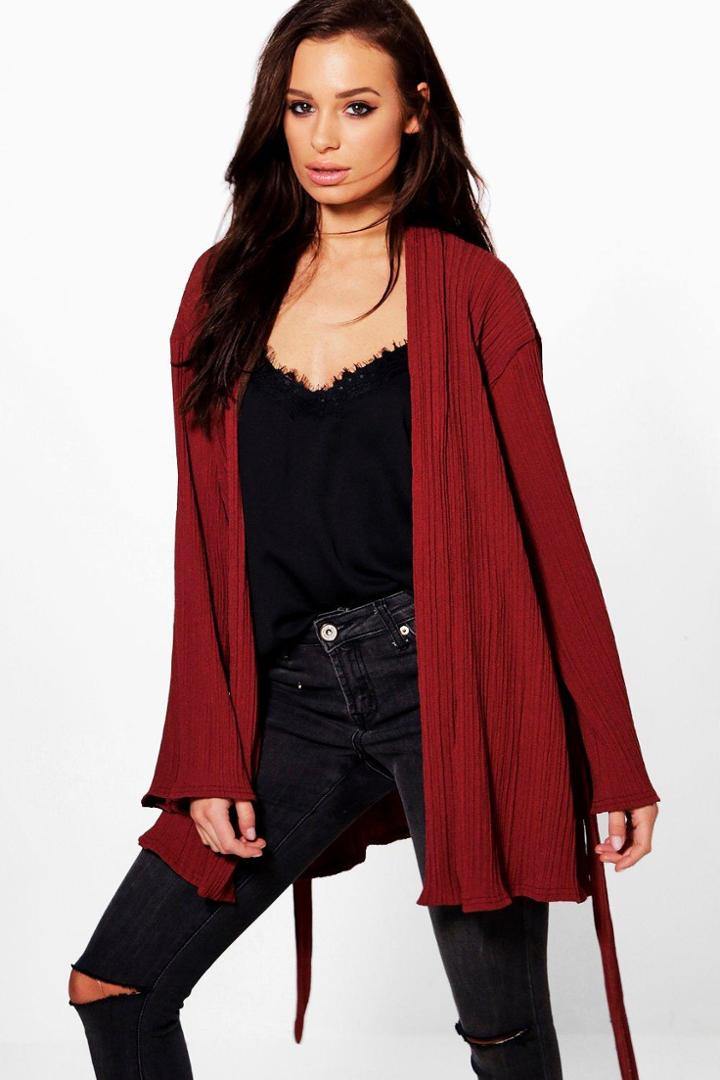 Boohoo Louise Crinkle Textured Kimono Rust