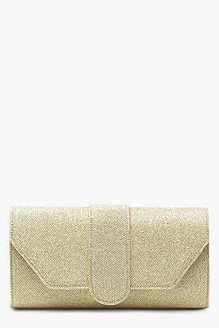 Boohoo Shimmer Front Tab Clutch Bag