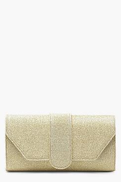 Boohoo Shimmer Front Tab Clutch Bag