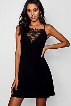 Boohoo Tall Lace Insert Cami Mini Dress