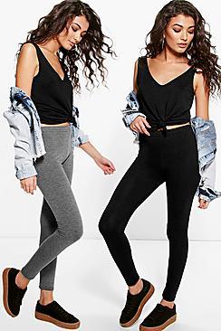 Boohoo Annie 2 Pack Basic Jersey Leggings