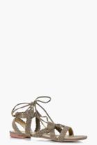 Boohoo Victoria Plaited Lace Up Sandal Khaki