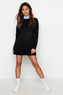 Boohoo High Neck Double Layer Sweatshirt Dress