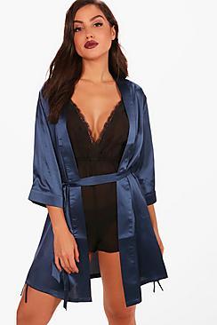 Boohoo Eva Satin Kimono Robe