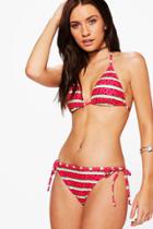 Boohoo Tonga Watermelon Triangle Bikini Red