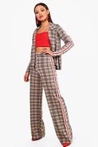 Boohoo Tara Sport Stripe Wide Leg Check Trouser