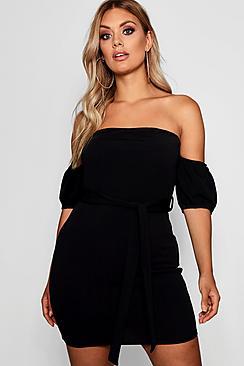 Boohoo Plus Lara Bardot Belted Bodycon Dress