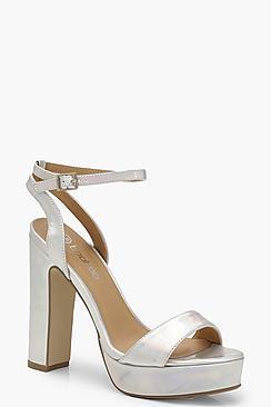 Boohoo Metallic 2 Part Platform Heels