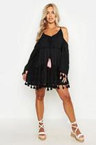 Boohoo Plus Broderie Anglaise Open Shoulder Beach Dress