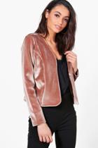 Boohoo Zoe Velvet Edge To Edge Jacket Champagne
