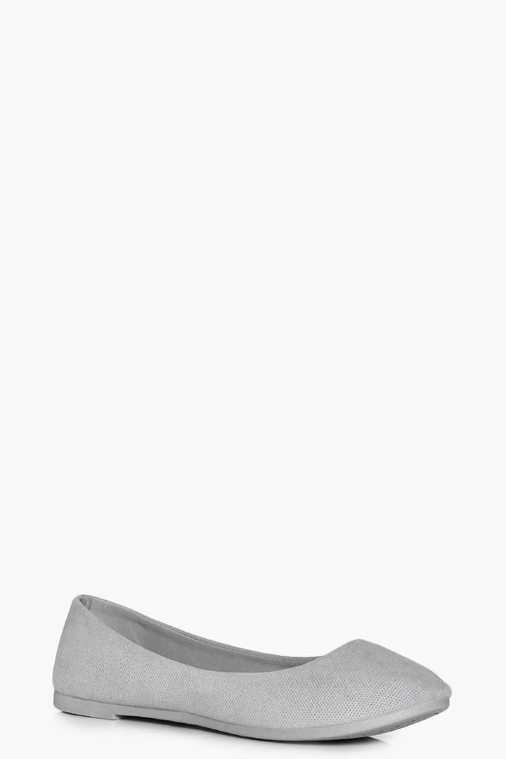 Boohoo Anna Faux Suede Basic Ballet Grey