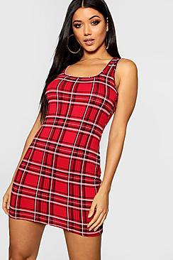 Boohoo Micro Mini Tartan Bodycon Dress