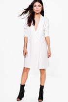 Boohoo Jasmine Boutique Structured Blazer Dress Ivory