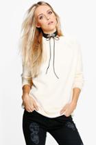 Boohoo Faye Posh Rib Jumper Cream